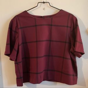 BR Maroon Plaid Crop Top
